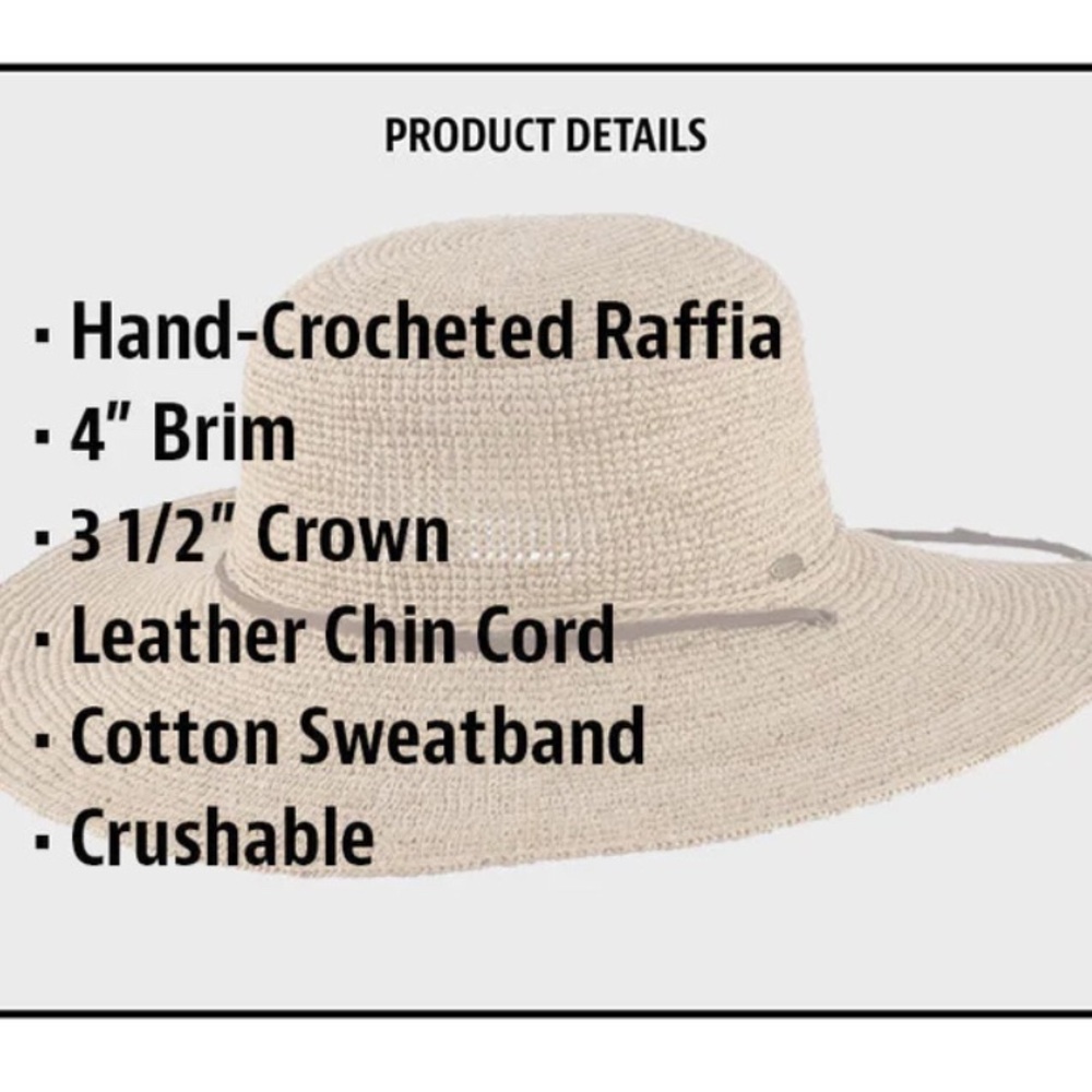 Handcrafted Since 1921 Scala Women's Tan Straw Hat with Brown Band - Picture 5 of 6